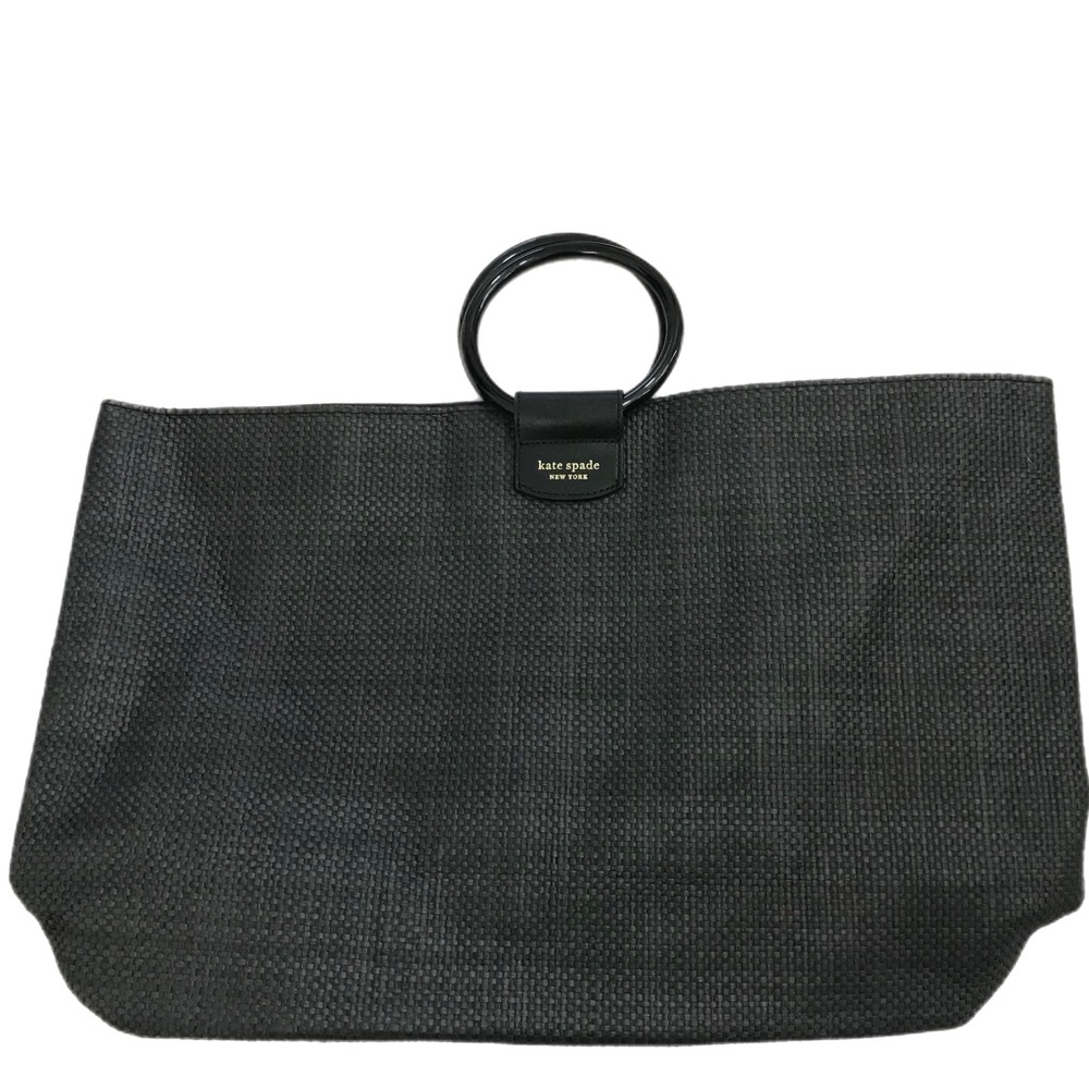 Kate Spade New York Black Woven Tote Beach Bag
